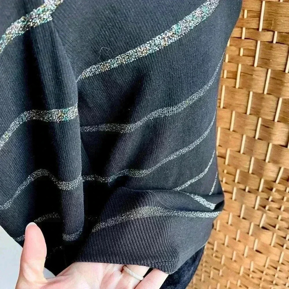 Veronica Beard Black and Gray Striped Turtleneck Sweater - Picture 8 of 8